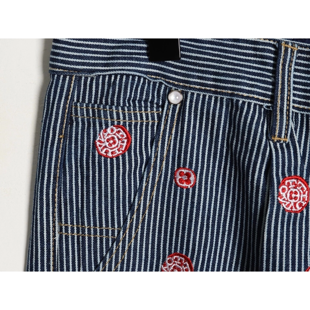Louis Vuitton Cherry Blossom Embroidered Striped Jeans Suit,Louis Vuitton