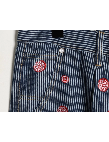 Louis Vuitton Cherry Blossom Embroidered Striped Jeans Suit,Louis Vuitton