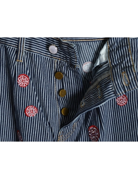 Louis Vuitton Cherry Blossom Embroidered Striped Jeans Suit,Louis Vuitton