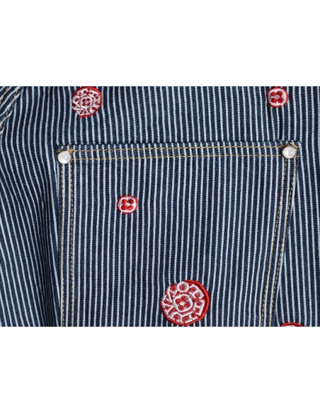 Louis Vuitton Cherry Blossom Embroidered Striped Jeans Suit,Louis Vuitton