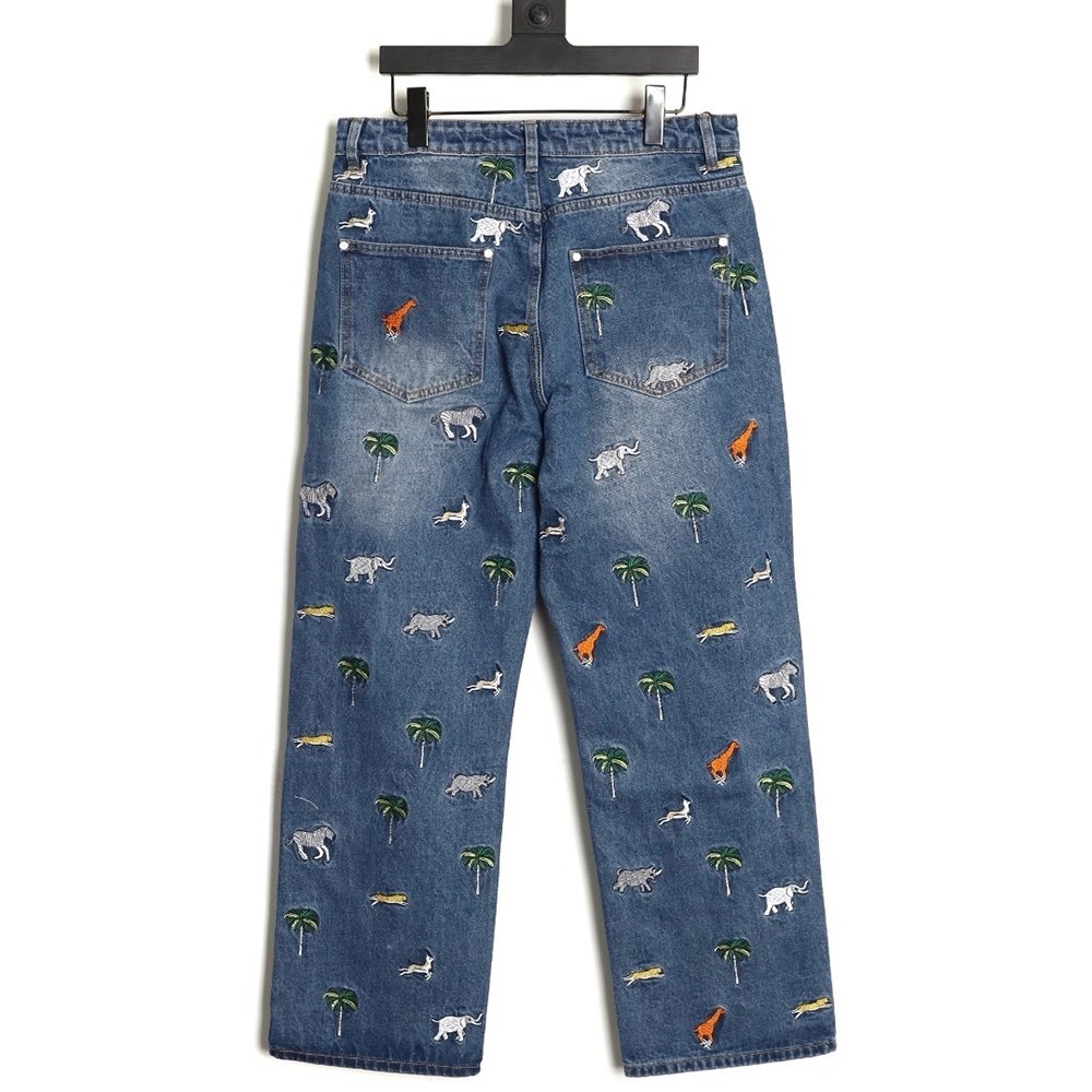 Louis Vuitton animal embroidered jeans suit,Louis Vuitton