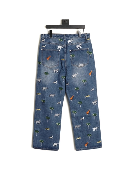 Louis Vuitton animal embroidered jeans suit,Louis Vuitton