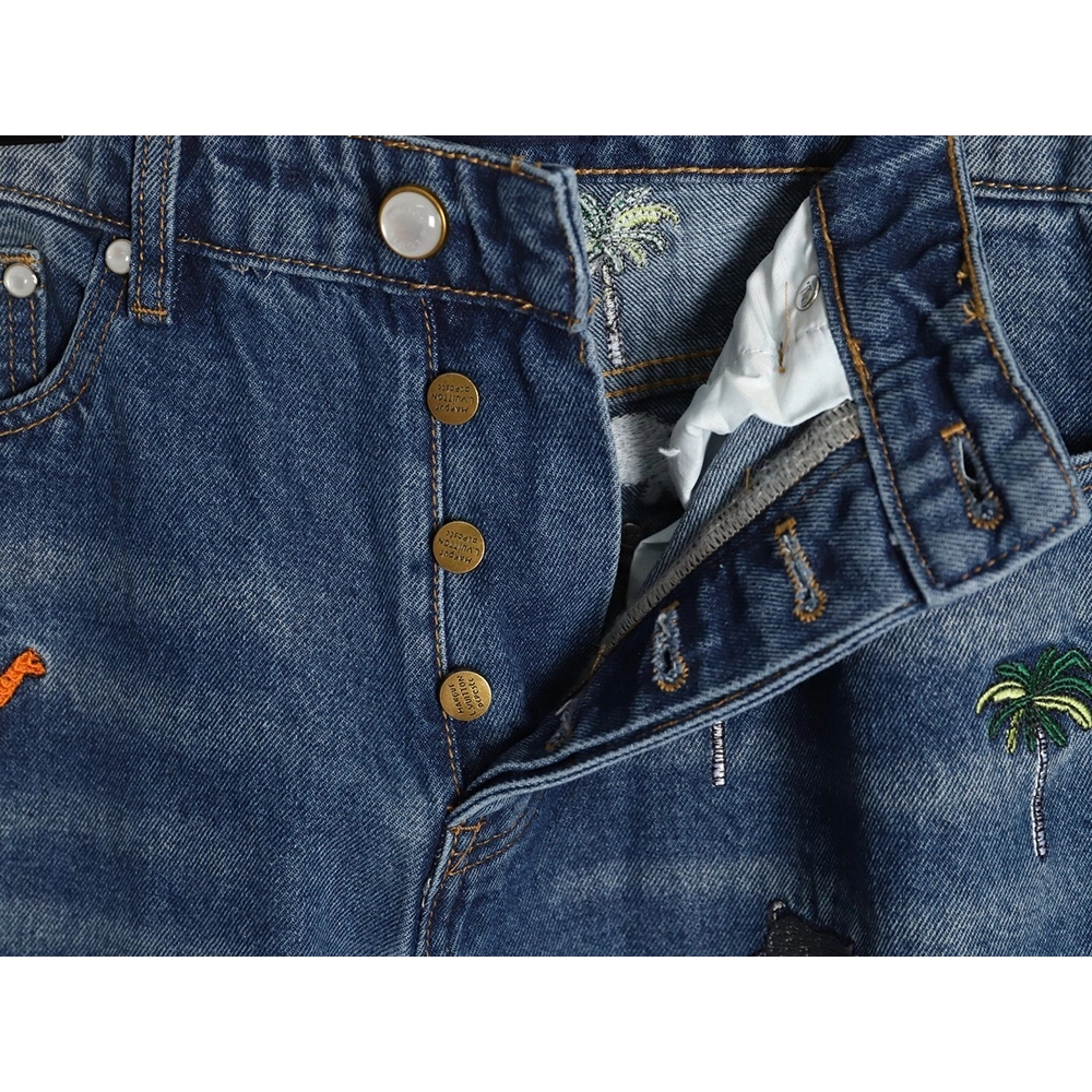 Louis Vuitton animal embroidered jeans suit,Louis Vuitton