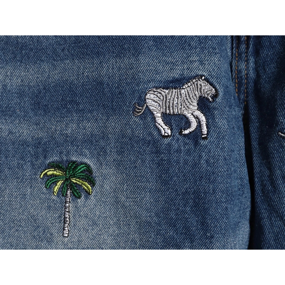 Louis Vuitton animal embroidered jeans suit,Louis Vuitton