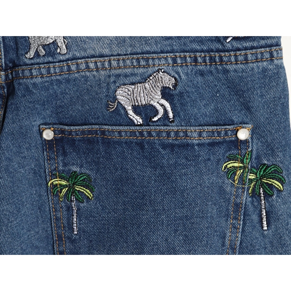 Louis Vuitton animal embroidered jeans suit,Louis Vuitton