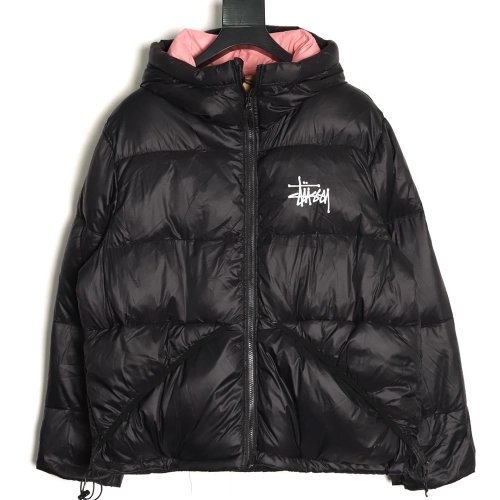 Stussy solid color zip-up hooded down jacket,Stussy