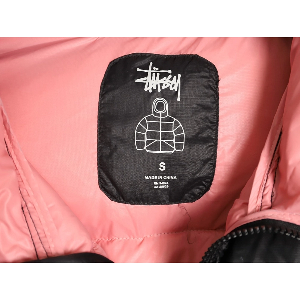 Stussy solid color zip-up hooded down jacket,Stussy