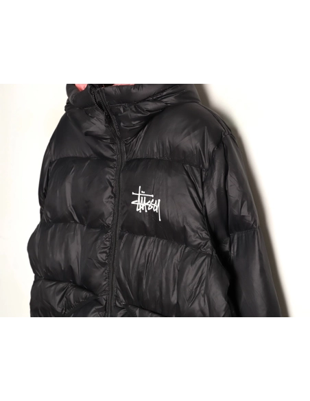 Stussy solid color zip-up hooded down jacket,Stussy