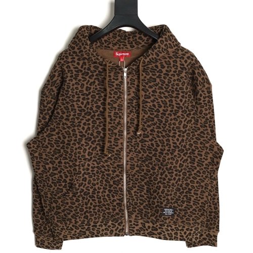 Supreme Leopard Print Waffle Hooded Jacket,Supreme