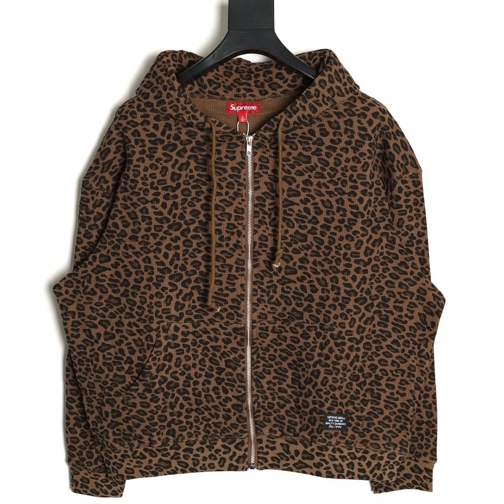 Supreme Leopard Print Waffle Hooded Jacket,Supreme