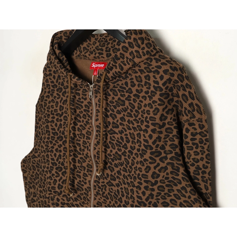 Supreme Leopard Print Waffle Hooded Jacket,Supreme