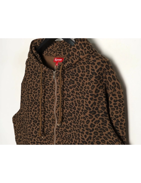 Supreme Leopard Print Waffle Hooded Jacket,Supreme