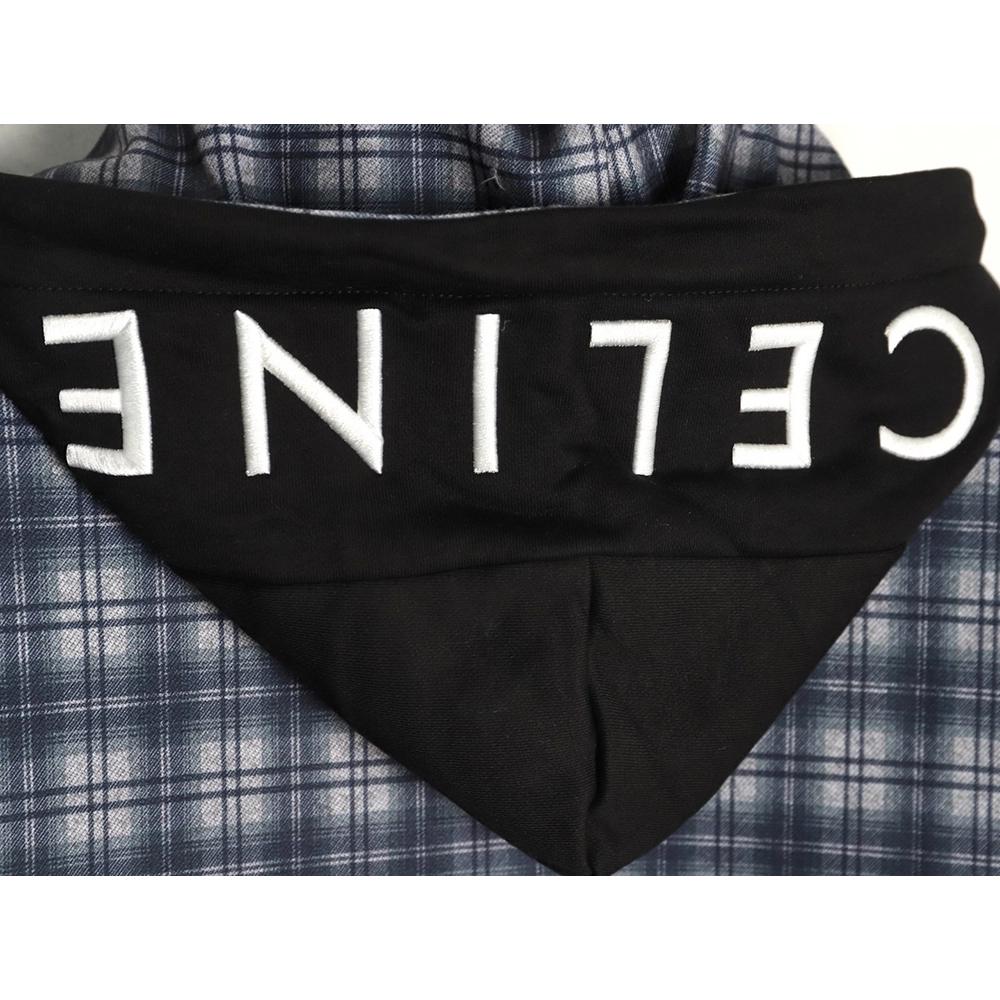 Celine plaid cashmere hooded cotton coat,Celine