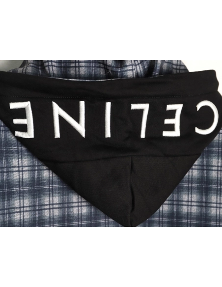 Celine plaid cashmere hooded cotton coat,Celine