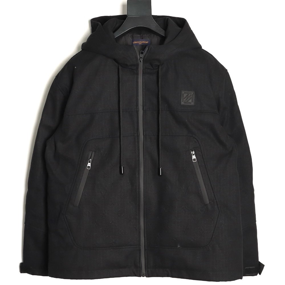 Louis Vuitton monogram embossed work pocket zip-up cotton jacket TSK1,Louis Vuitton