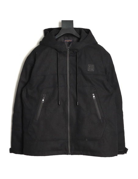 Louis Vuitton monogram embossed work pocket zip-up cotton jacket TSK1,Louis Vuitton