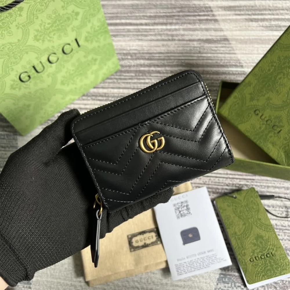 Gucci GG Marmont Quilted Zipper Card Holder 671772 11.5X8.5X3cm,Gucci Wallets,Wallets,BAGS
