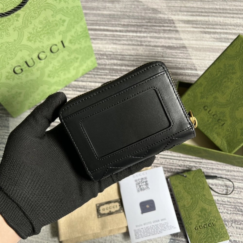 Gucci GG Marmont Quilted Zipper Card Holder 671772 11.5X8.5X3cm,Gucci Wallets,Wallets,BAGS