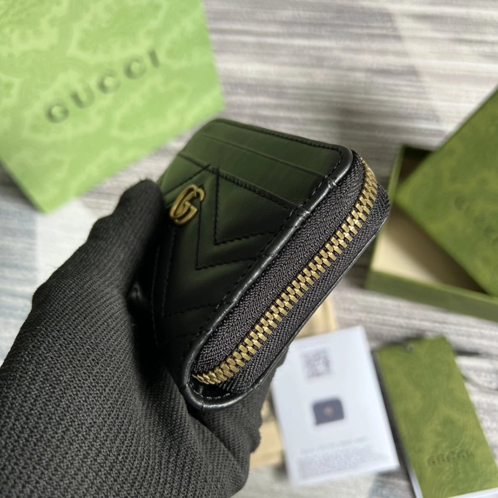Gucci GG Marmont Quilted Zipper Card Holder 671772 11.5X8.5X3cm,Gucci Wallets,Wallets,BAGS