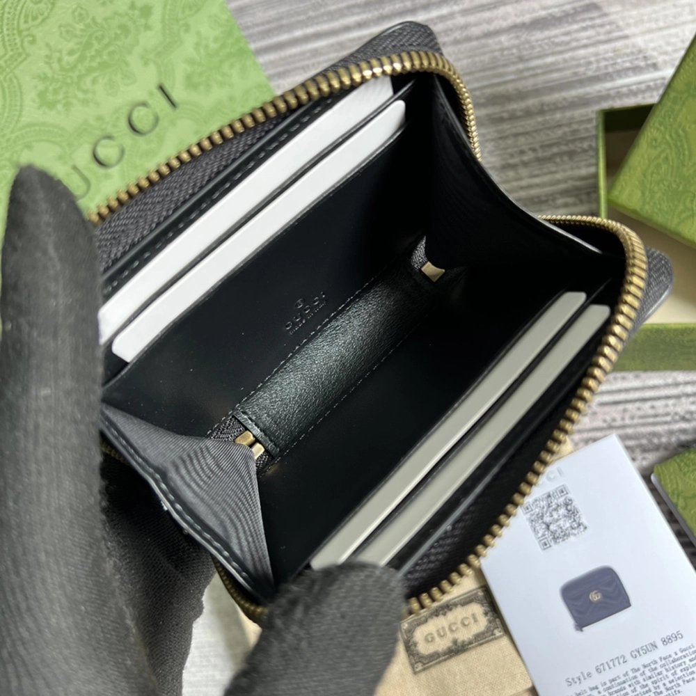 Gucci GG Marmont Quilted Zipper Card Holder 671772 11.5X8.5X3cm,Gucci Wallets,Wallets,BAGS