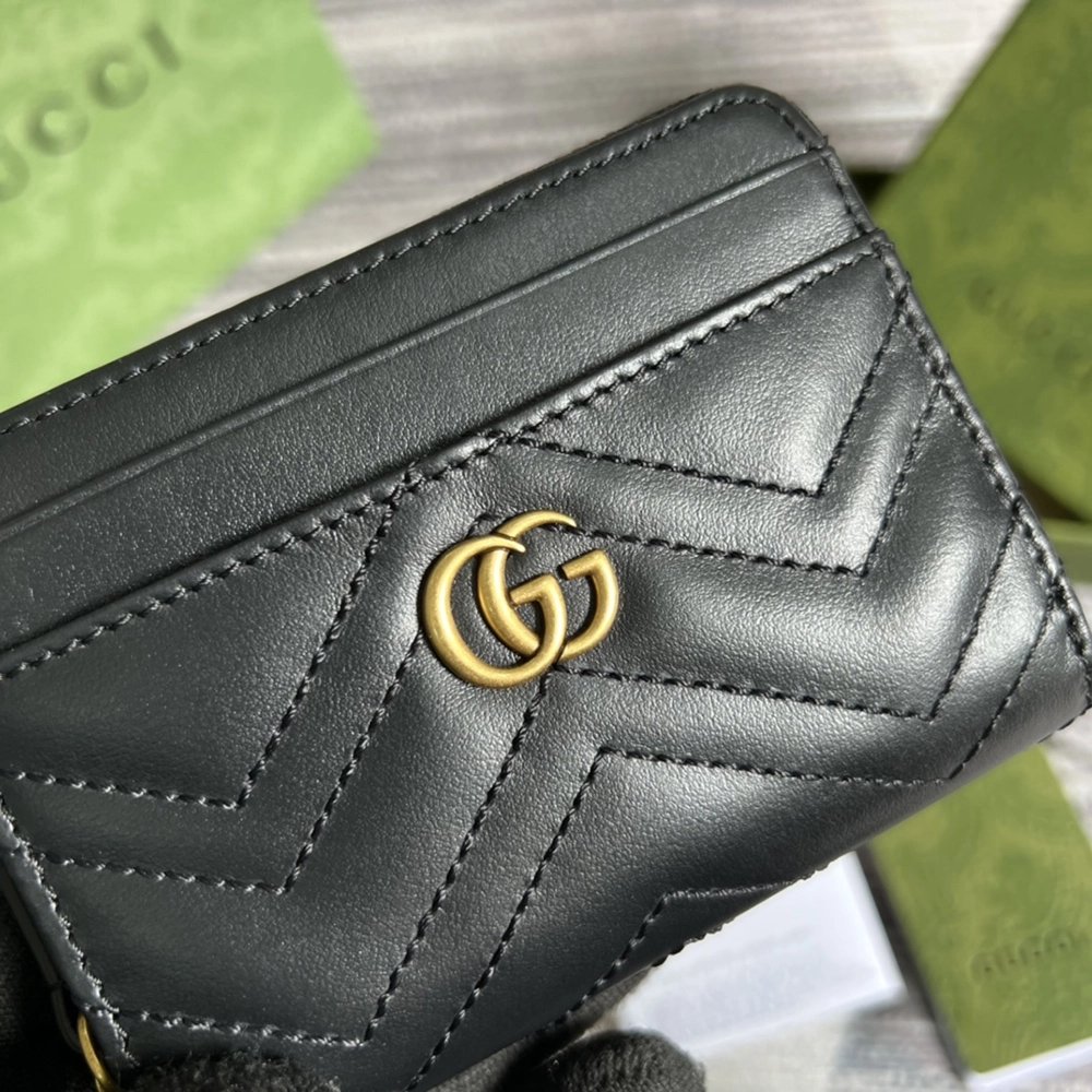 Gucci GG Marmont Quilted Zipper Card Holder 671772 11.5X8.5X3cm,Gucci Wallets,Wallets,BAGS