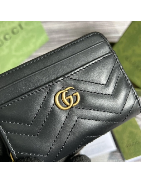 Gucci GG Marmont Quilted Zipper Card Holder 671772 11.5X8.5X3cm,Gucci Wallets,Wallets,BAGS