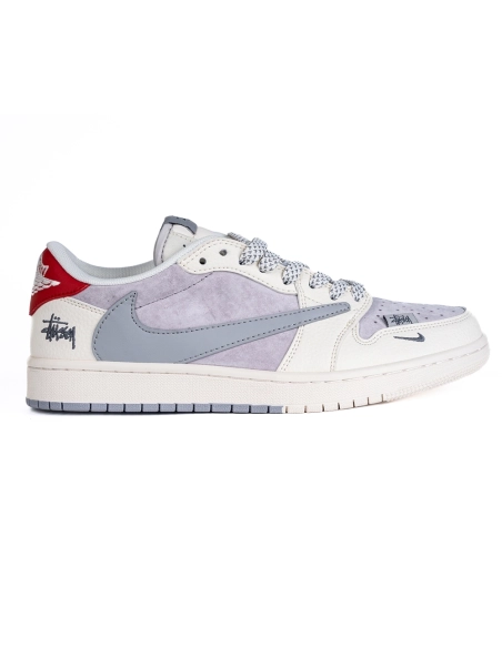 Travis Scott x Fragment Design x Air Jordan 1 Low White/Grey/Red,AIR JORDAN 1 LOW,Air Jordan