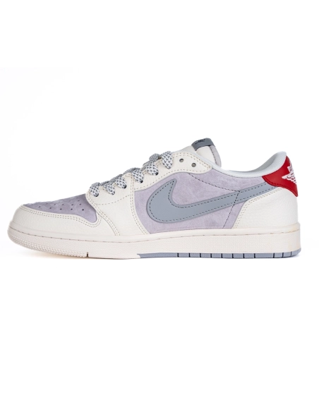 Travis Scott x Fragment Design x Air Jordan 1 Low White/Grey/Red,AIR JORDAN 1 LOW,Air Jordan