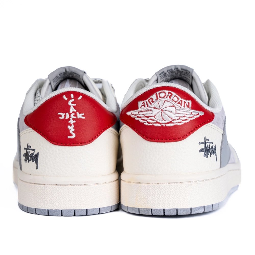 Travis Scott x Fragment Design x Air Jordan 1 Low White/Grey/Red,AIR JORDAN 1 LOW,Air Jordan