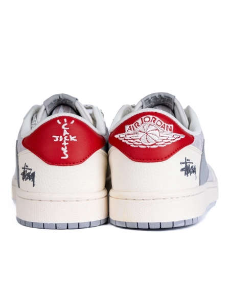 Travis Scott x Fragment Design x Air Jordan 1 Low White/Grey/Red,AIR JORDAN 1 LOW,Air Jordan