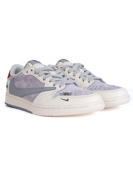 Travis Scott x Fragment Design x Air Jordan 1 Low White/Grey/Red,AIR JORDAN 1 LOW,Air Jordan