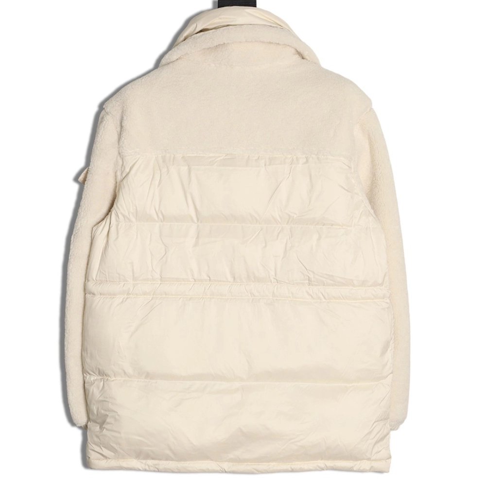 Moncler patchwork lambswool belted down jacket,Moncler Jacket,Jacket,APPAREL