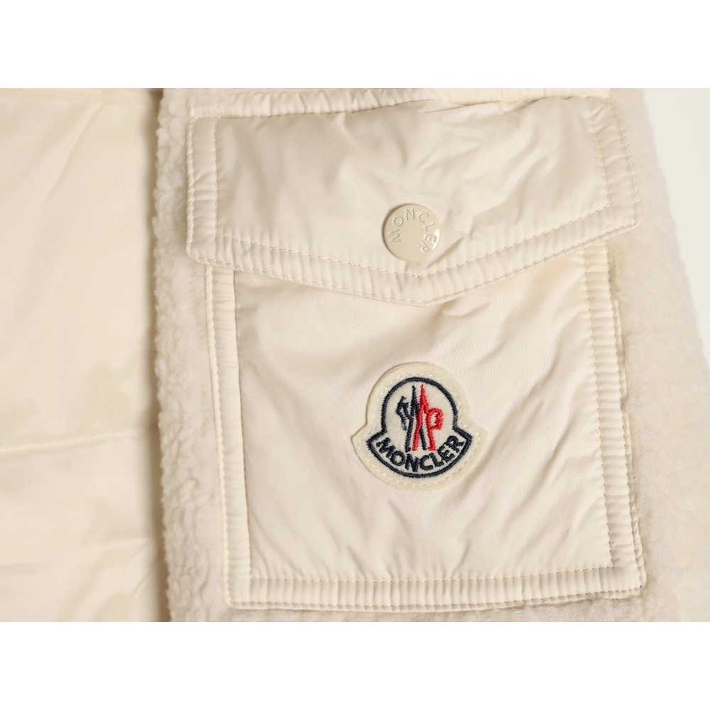 Moncler patchwork lambswool belted down jacket,Moncler Jacket,Jacket,APPAREL