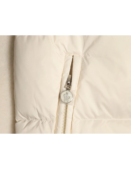 Moncler patchwork lambswool belted down jacket,Moncler Jacket,Jacket,APPAREL