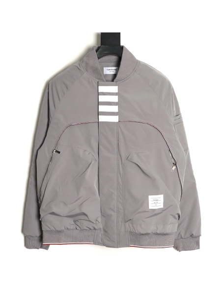Thom Browne FourBar Baseball Jacket,Thom Browne Jacket,Jacket,APPAREL