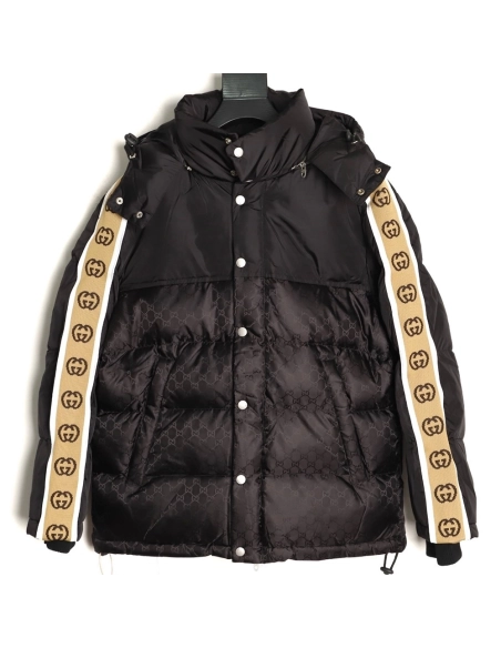 Gucci reflective G jacquard striped down jacket,Gucci Jacket,Jacket,APPAREL