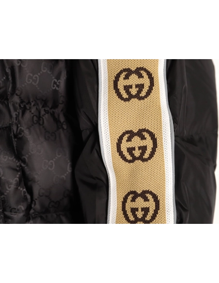 Gucci reflective G jacquard striped down jacket,Gucci Jacket,Jacket,APPAREL