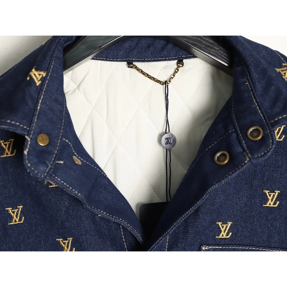 Louis Vuitton fully embroidered denim puffer jacket,Louis Vuitton Jacket,Jacket,APPAREL