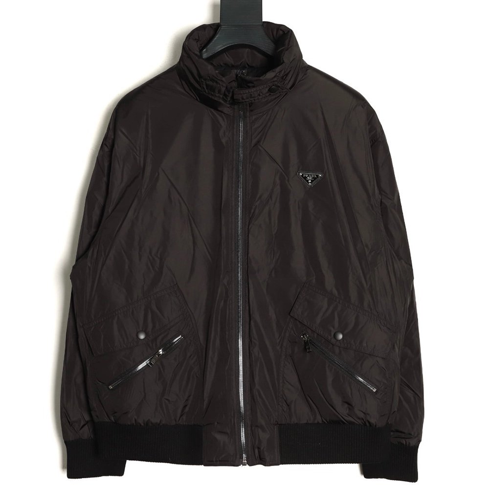 Prada fleece jacket with double flap pockets,Prada Jacket,Jacket,APPAREL