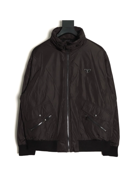 Prada fleece jacket with double flap pockets,Prada Jacket,Jacket,APPAREL