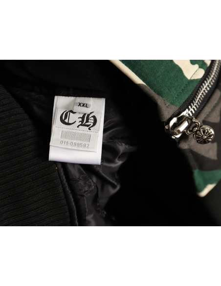 Chrome Hearts Camouflage Flight Stand Collar Baseball Jacket,Chrome Hearts Jacket,Jacket,APPAREL