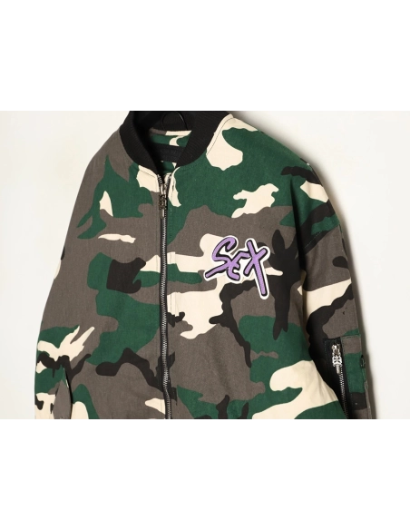 Chrome Hearts Camouflage Flight Stand Collar Baseball Jacket,Chrome Hearts Jacket,Jacket,APPAREL