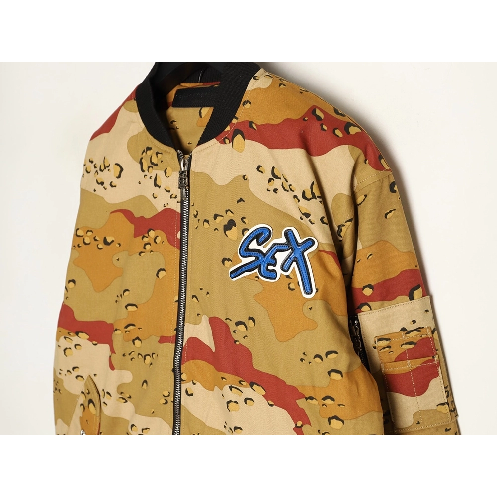 Chrome Hearts Camouflage Flight Stand Collar Baseball Jacket,Chrome Hearts Jacket,Jacket,APPAREL