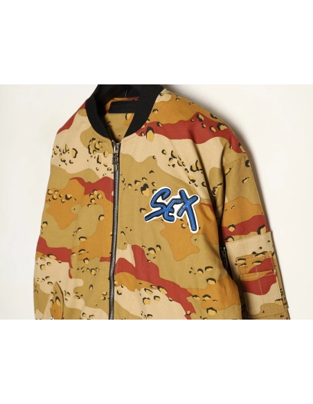 Chrome Hearts Camouflage Flight Stand Collar Baseball Jacket,Chrome Hearts Jacket,Jacket,APPAREL