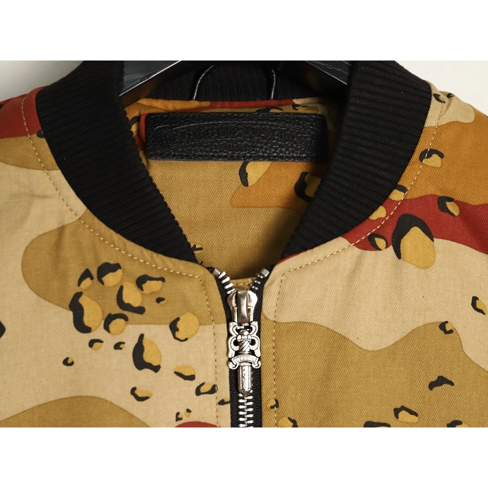 Chrome Hearts Camouflage Flight Stand Collar Baseball Jacket,Chrome Hearts Jacket,Jacket,APPAREL