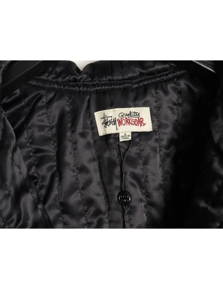 Stussy washed distressed logo embroidered lettering zipup down jacket,Stussy Jacket,Jacket,APPAREL