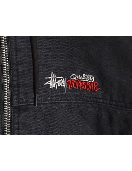 Stussy washed distressed logo embroidered lettering zipup down jacket,Stussy Jacket,Jacket,APPAREL