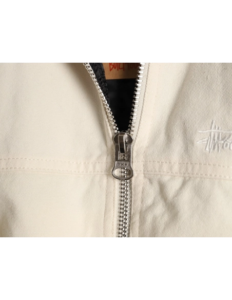 Stussy washed distressed logo embroidered lettering zipup down jacket,Stussy Jacket,Jacket,APPAREL