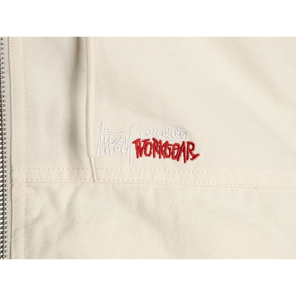 Stussy washed distressed logo embroidered lettering zipup down jacket,Stussy Jacket,Jacket,APPAREL