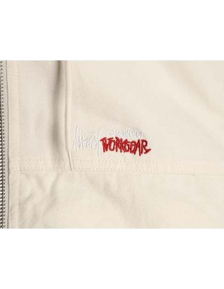 Stussy washed distressed logo embroidered lettering zipup down jacket,Stussy Jacket,Jacket,APPAREL